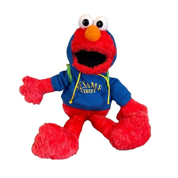 Sesame Street Elmo With Backpack 18" Plush Gund Kids School Time Blue Hoodie - Picture 1 of 11